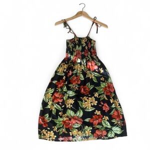 Hawaiian 90’s Vintage Resort wear Dress in Black & Colorful Hibiscus 🌺 One Size